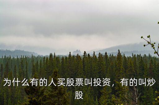 為什么有的人買股票叫投資，有的叫炒股