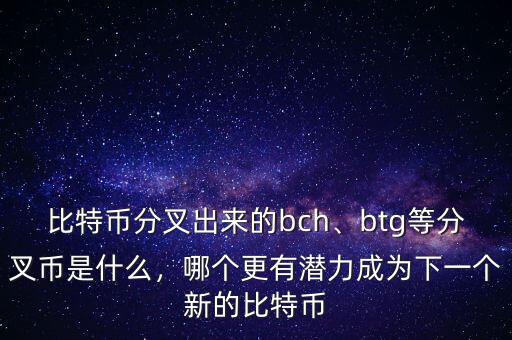 比特幣分叉出來的bch、btg等分叉幣是什么，哪個更有潛力成為下一個新的比特幣