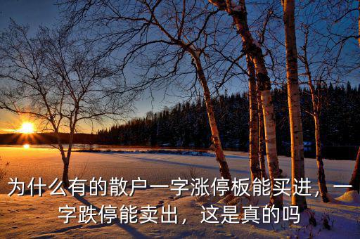 為什么有的散戶一字漲停板能買進，一字跌停能賣出，這是真的嗎