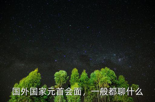 國外國家元首會面，一般都聊什么