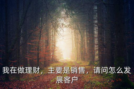 我在做理財(cái)，主要是銷(xiāo)售，請(qǐng)問(wèn)怎么發(fā)展客戶(hù)