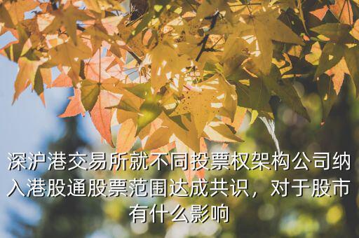 深滬港交易所就不同投票權(quán)架構(gòu)公司納入港股通股票范圍達(dá)成共識(shí)，對(duì)于股市有什么影響