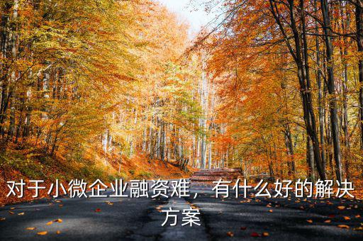 對于小微企業(yè)融資難，有什么好的解決方案