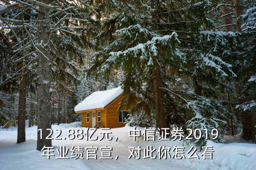 122.88億元，中信證券2019年業(yè)績官宣，對此你怎么看