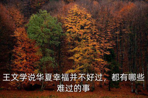 王文學(xué)說華夏幸福并不好過，都有哪些難過的事