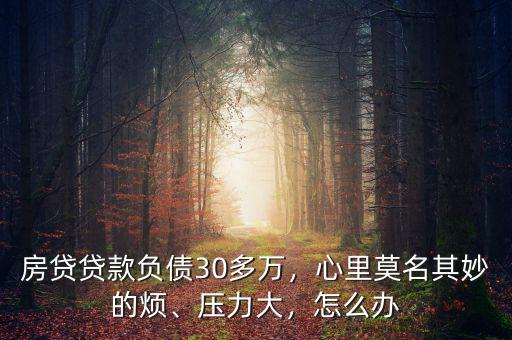 房貸貸款負(fù)債30多萬，心里莫名其妙的煩、壓力大，怎么辦