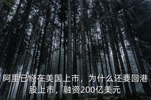 阿里已經(jīng)在美國(guó)上市，為什么還要回港股上市，融資200億美元