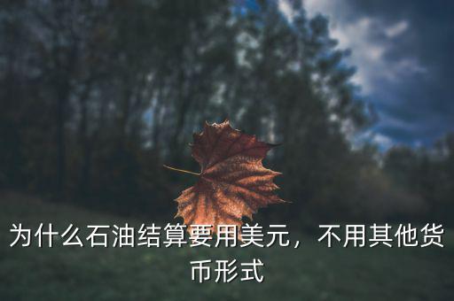 為什么石油結(jié)算要用美元，不用其他貨幣形式