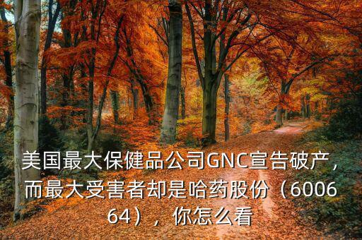 美國最大保健品公司GNC宣告破產，而最大受害者卻是哈藥股份（600664），你怎么看