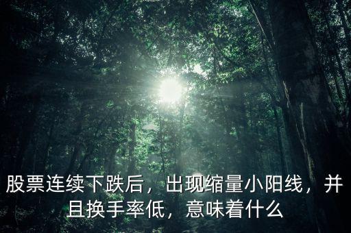 股票連續(xù)下跌后，出現(xiàn)縮量小陽線，并且換手率低，意味著什么