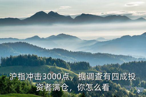 滬指沖擊3000點，據(jù)調(diào)查有四成投資者滿倉，你怎么看