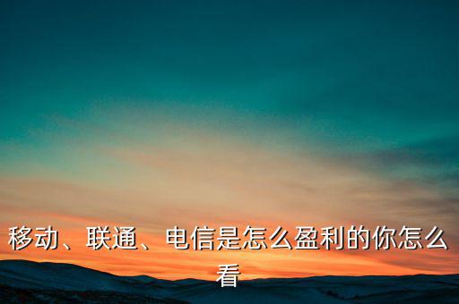 移動、聯(lián)通、電信是怎么盈利的你怎么看
