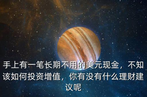 手上有一筆長期不用的美元現(xiàn)金，不知該如何投資增值，你有沒有什么理財建議呢