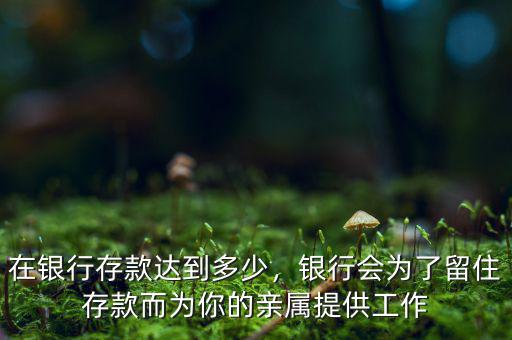 在銀行存款達到多少，銀行會為了留住存款而為你的親屬提供工作