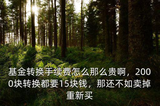 基金轉(zhuǎn)換手續(xù)費怎么那么貴啊，2000塊轉(zhuǎn)換都要15塊錢，那還不如賣掉重新買