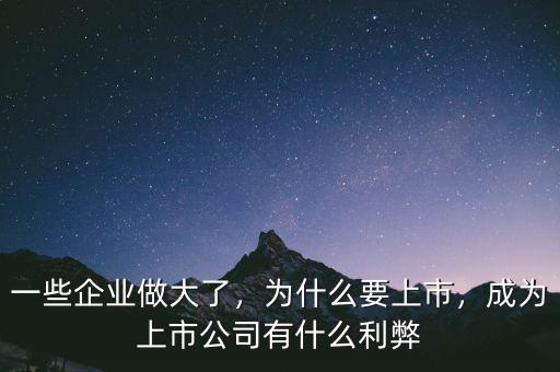 一些企業(yè)做大了，為什么要上市，成為上市公司有什么利弊
