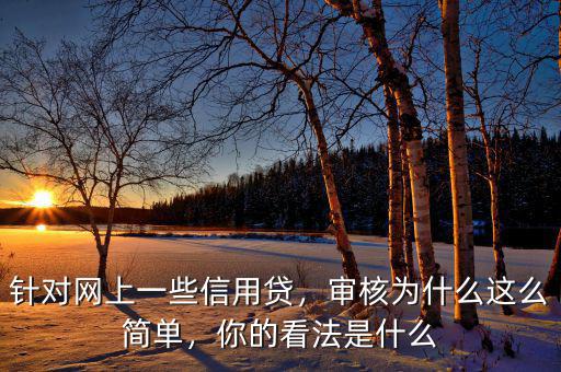 針對(duì)網(wǎng)上一些信用貸，審核為什么這么簡(jiǎn)單，你的看法是什么