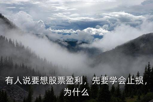 有人說要想股票盈利，先要學(xué)會(huì)止損，為什么