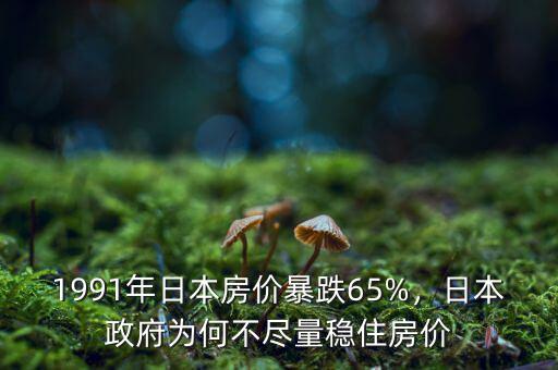 1991年日本房?jī)r(jià)暴跌65%，日本政府為何不盡量穩(wěn)住房?jī)r(jià)