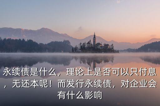 永續(xù)債是什么，理論上是否可以只付息，無(wú)還本呢！而發(fā)行永續(xù)債，對(duì)企業(yè)會(huì)有什么影響