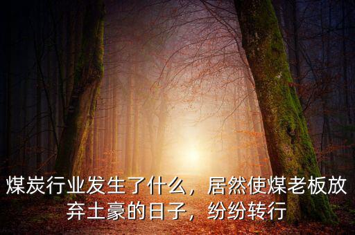 煤炭行業(yè)發(fā)生了什么，居然使煤老板放棄土豪的日子，紛紛轉行
