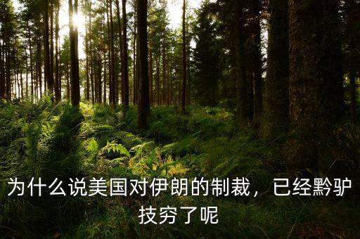 為什么說美國對(duì)伊朗的制裁，已經(jīng)黔驢技窮了呢