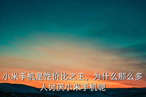 小米手機是性價比之王，為什么那么多人討厭小米手機呢
