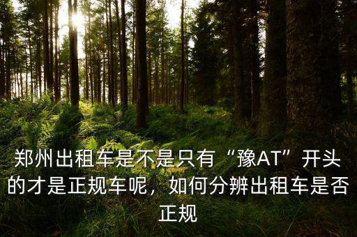 鄭州出租車是不是只有“豫AT”開(kāi)頭的才是正規(guī)車呢，如何分辨出租車是否正規(guī)