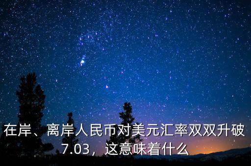 在岸、離岸人民幣對美元匯率雙雙升破7.03，這意味著什么