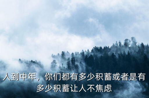 人到中年，你們都有多少積蓄或者是有多少積蓄讓人不焦慮