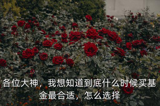 各位大神，我想知道到底什么時候買基金最合適，怎么選擇