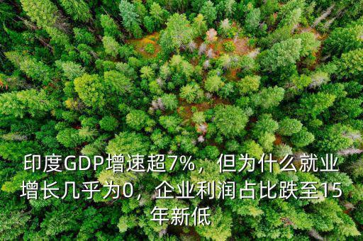 印度GDP增速超7%，但為什么就業(yè)增長(zhǎng)幾乎為0，企業(yè)利潤(rùn)占比跌至15年新低