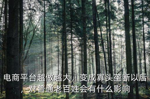 電商平臺(tái)越做越大，變成寡頭壟斷以后，對(duì)普通老百姓會(huì)有什么影響