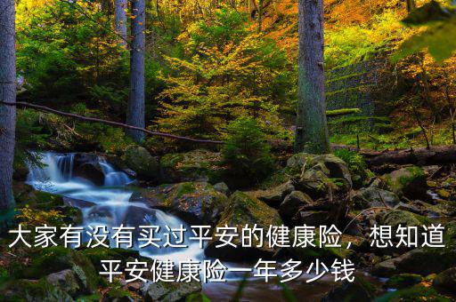 大家有沒有買過平安的健康險，想知道平安健康險一年多少錢