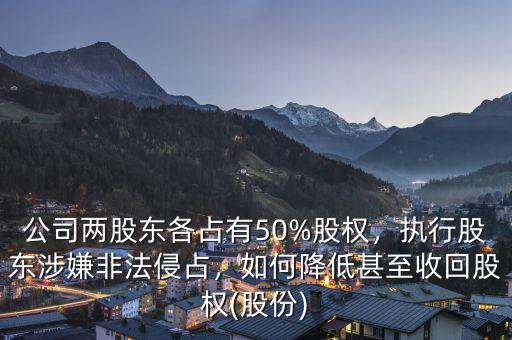 公司兩股東各占有50%股權(quán)，執(zhí)行股東涉嫌非法侵占，如何降低甚至收回股權(quán)(股份)