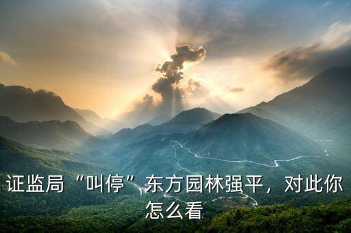 證監(jiān)局“叫停”東方園林強(qiáng)平，對此你怎么看