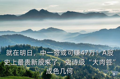就在明日，中一簽或可賺47萬！A股史上最貴新股來了，史詩級“大肉簽”成色幾何
