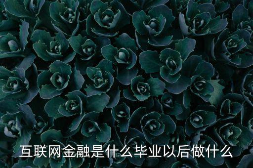 互聯網金融是什么畢業(yè)以后做什么