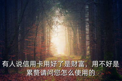 有人說信用卡用好了是財富，用不好是累贅請問您怎么使用的