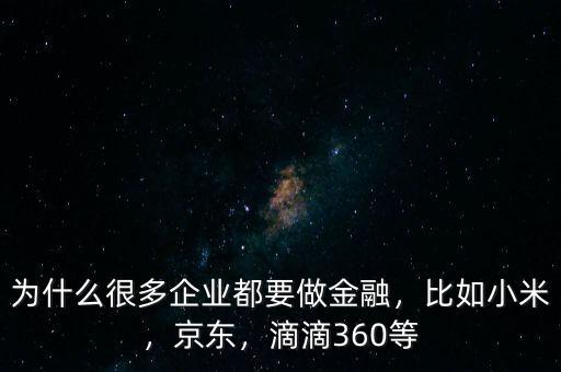 為什么很多企業(yè)都要做金融，比如小米，京東，滴滴360等