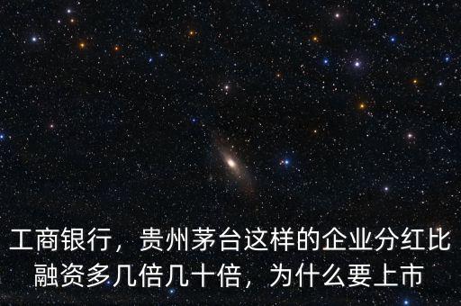工商銀行，貴州茅臺(tái)這樣的企業(yè)分紅比融資多幾倍幾十倍，為什么要上市
