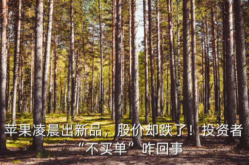 蘋果凌晨出新品，股價(jià)卻跌了！投資者“不買單”咋回事