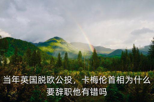 當年英國脫歐公投，卡梅倫首相為什么要辭職他有錯嗎