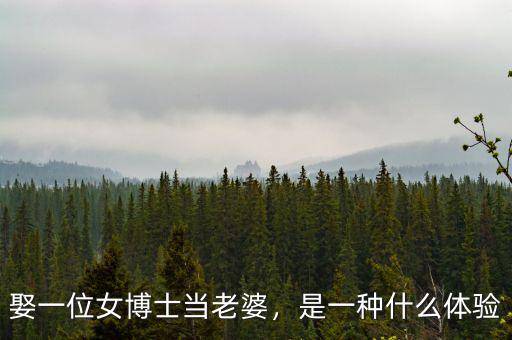 娶一位女博士當(dāng)老婆，是一種什么體驗