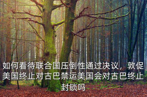 如何看待聯(lián)合國壓倒性通過決議，敦促美國終止對古巴禁運(yùn)美國會對古巴終止封鎖嗎