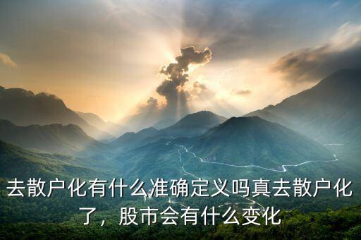 去散戶化有什么準(zhǔn)確定義嗎真去散戶化了，股市會有什么變化