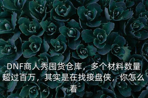 DNF商人秀囤貨倉庫，多個材料數(shù)量超過百萬，其實是在找接盤俠，你怎么看
