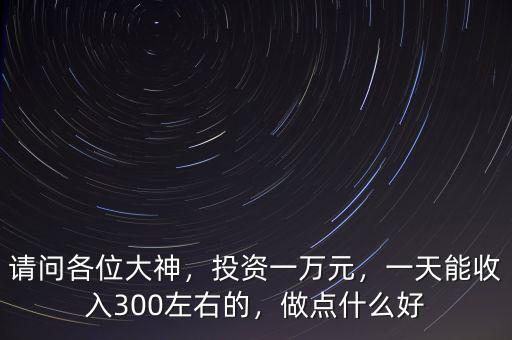 請問各位大神，投資一萬元，一天能收入300左右的，做點(diǎn)什么好