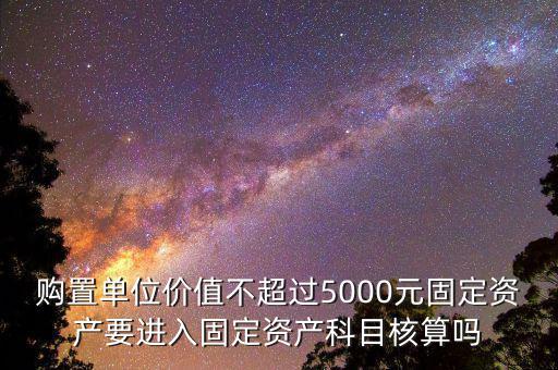購置單位價值不超過5000元固定資產(chǎn)要進入固定資產(chǎn)科目核算嗎
