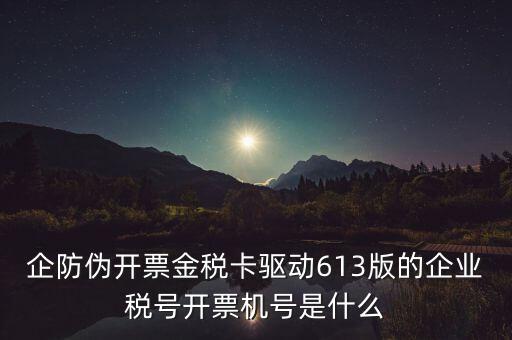 金稅盤企業(yè)稅號是什么，企防偽開票金稅卡驅(qū)動613版的企業(yè)稅號開票機(jī)號是什么